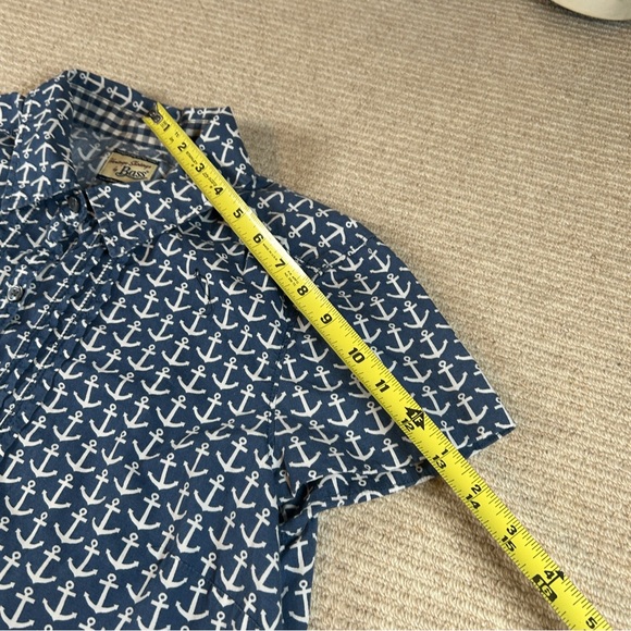 G.H. Bass Nautical Anchor Shirt Men’s Large Blue Cotton Button Up Coastal Casual - Picture 7 of 8